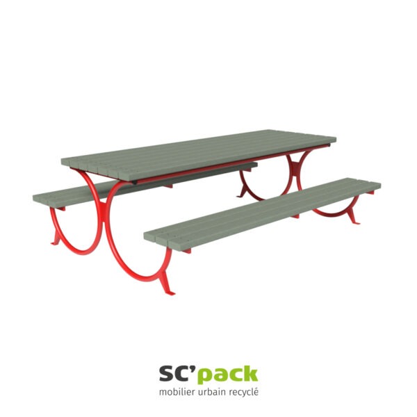 Table de pique‑nique avec arceaux aluminium laqués