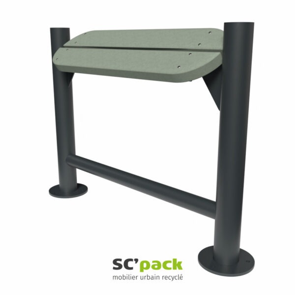 Assis-debout mixte SC’PACK en PolyAl recyclé avec pieds acier laqués