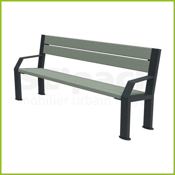 Banc pieds aluminium laqués avec accoudoirs