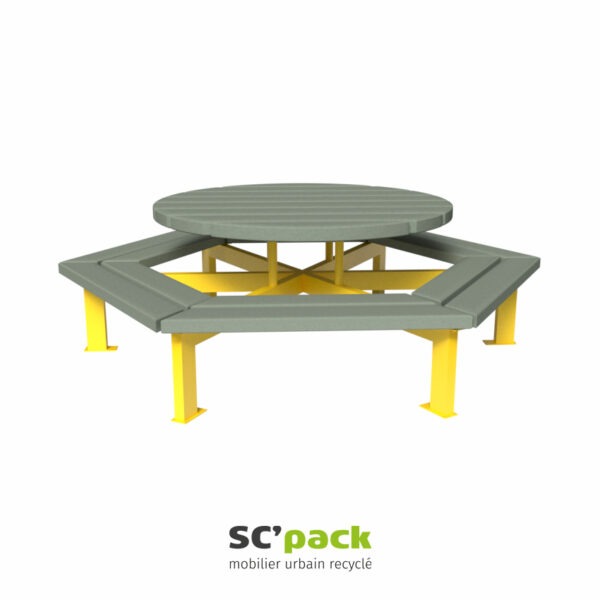 table pique-nique hexagonale primaire PolyAl
