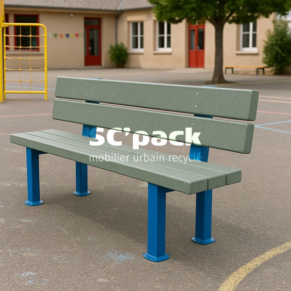 Banc primaire avec pieds aluminium et assise en PolyAl recyclé