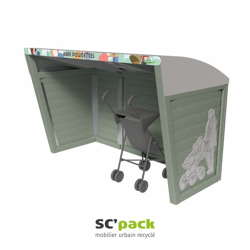 Abri poussettes hauteur 1645 mm pour extérieur